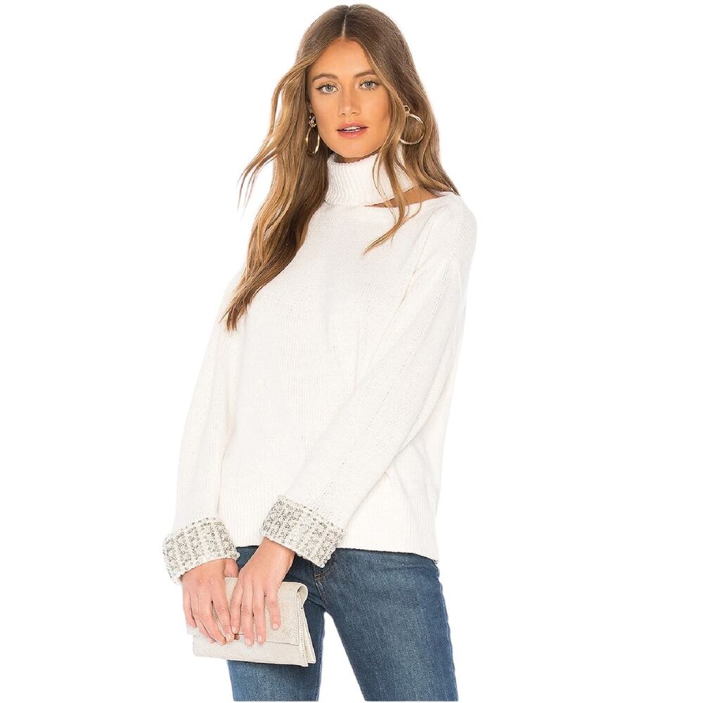 Alice‎ + Olivia Gemini Turtleneck Sweater Wool Blend Knit Soft White Size Small